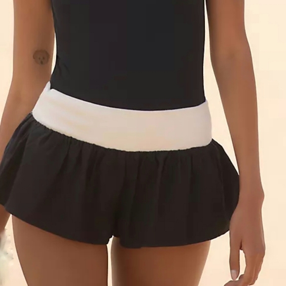 Anthropologie New Black White Colorblock Micro Beach Shorts Womens Size Small - Picture 1 of 11
